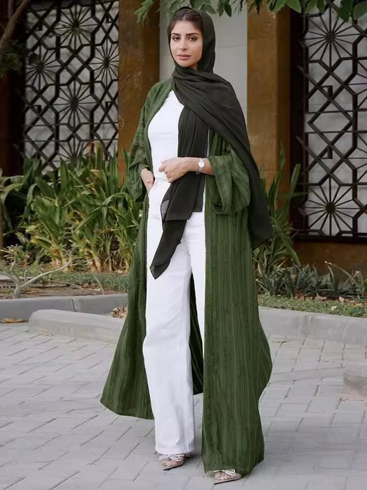 Ramadan Eid Mubarak Kaftan Robe Kimono Femme Musulmane Open Abaya Dubai Turkey Islam