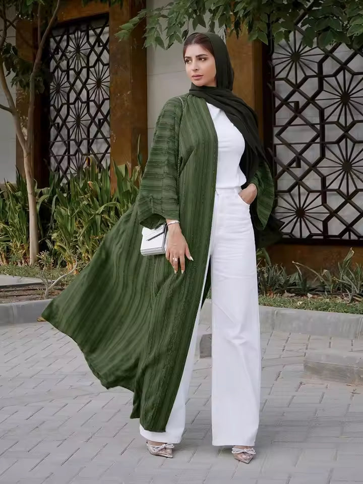 Ramadan Eid Mubarak Kaftan Robe Kimono Femme Musulmane Open Abaya Dubai Turkey Islam