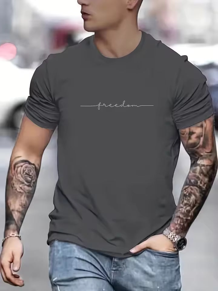 Summer fashion men's printed T-shirt sports casual men's short sleeved top quick drying new T-shirt