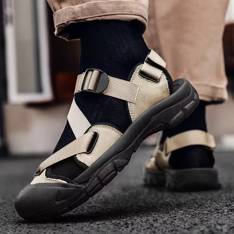1/8 41 Summer Fashion Sandal Men Large size 46 Outdoor Men's Hiking Sandals Athletic Sports Beach Shoes for Men Closed Toe Slippers