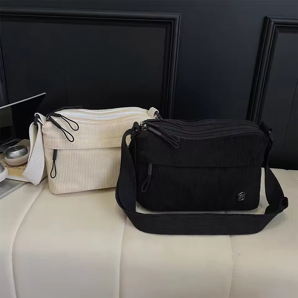 New Minimalist Fleece Women's Multi-Layer Shoulder Bag Versatile Crossbody Bag Multi-Layer Commuting Bag Crossbody Bag