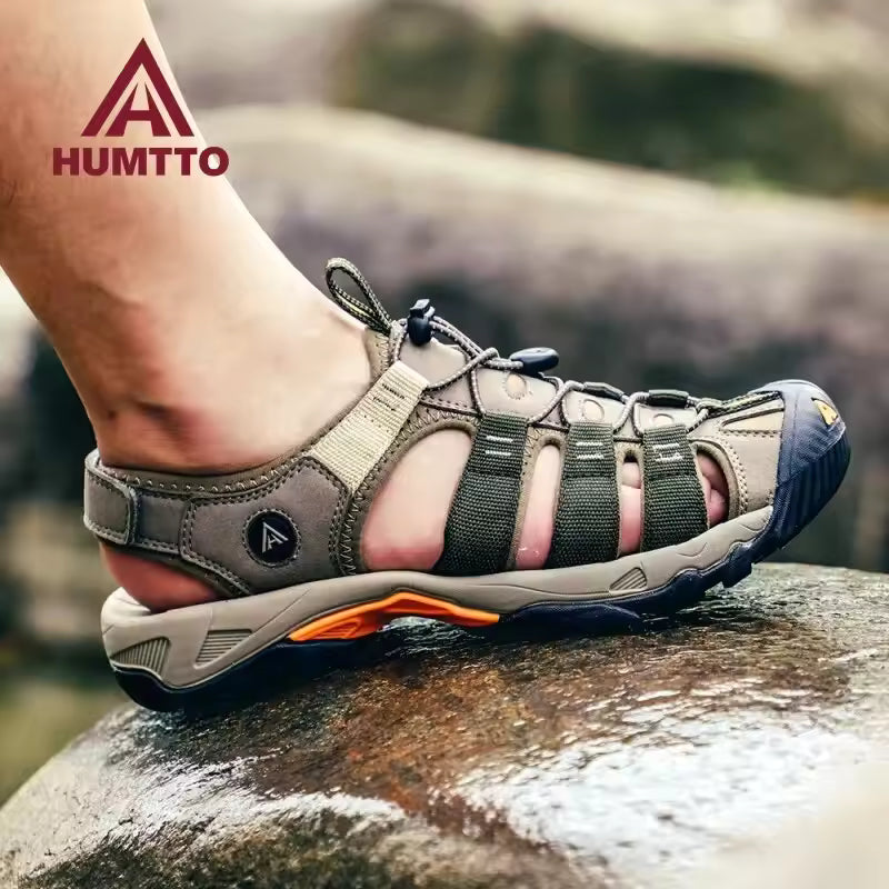 HUMTTO Summer Outdoor Sandals for Men Breathable Hiking Shoes Water Beach Mens