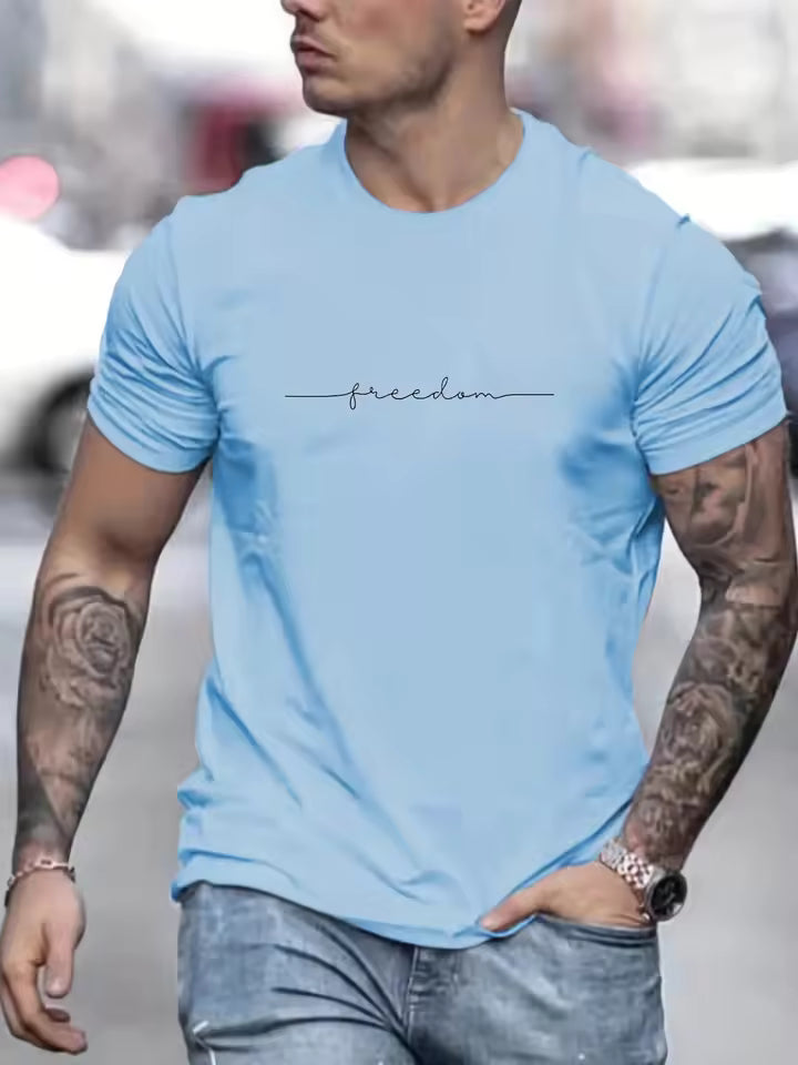 Summer fashion men's printed T-shirt sports casual men's short sleeved top quick drying new T-shirt