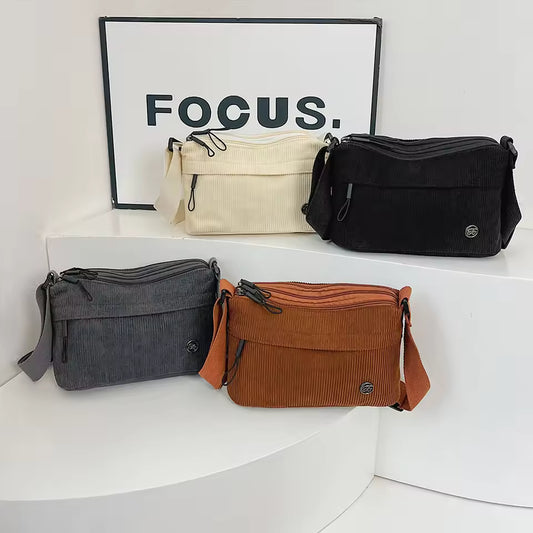 New Minimalist Fleece Women's Multi-Layer Shoulder Bag Versatile Crossbody Bag Multi-Layer Commuting Bag Crossbody Bag